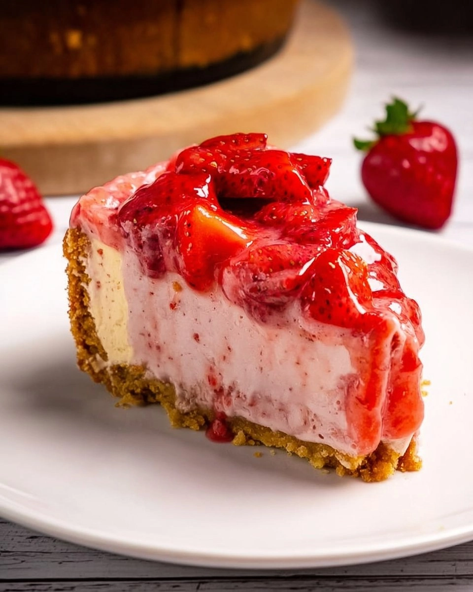 Strawberry Cheesecake with Fresh Strawberry Topping